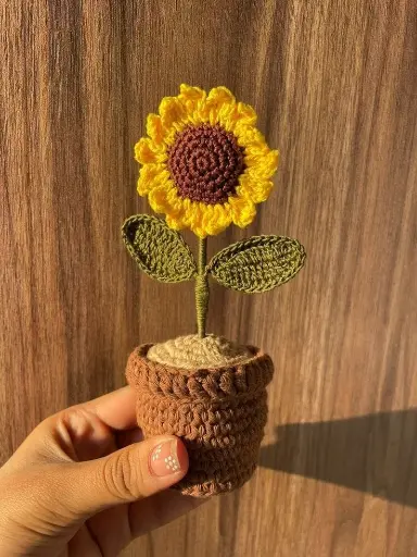 Handmade Crochet Sunflower in a Pot