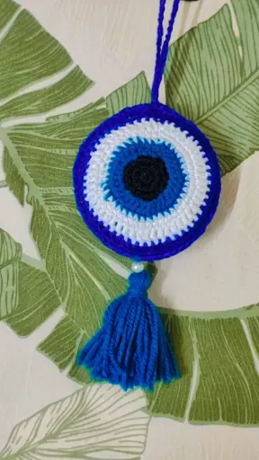 Handmade Crochet Evil Eye Wall Hanging
