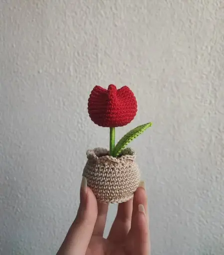 Handmade Crochet Tulip In A Pot